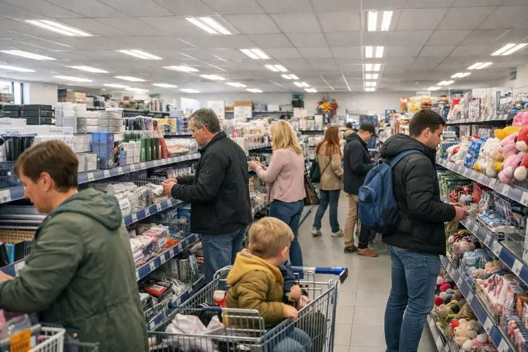 Action openingstijden - Drukte op een winkeldag in een discountwinkel