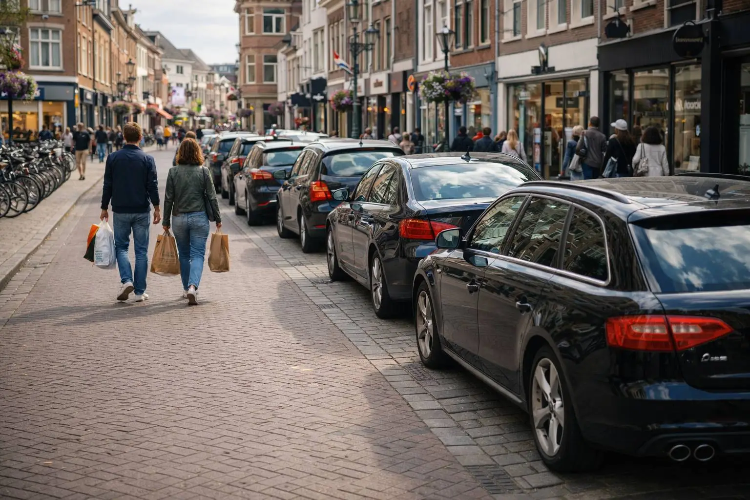 Drukke winkelstraat in Bergen op Zoom - Parkeren Bergen op Zoom openingstijden