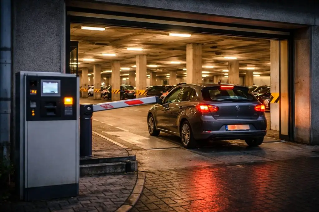 Een parkeergarage inrijden