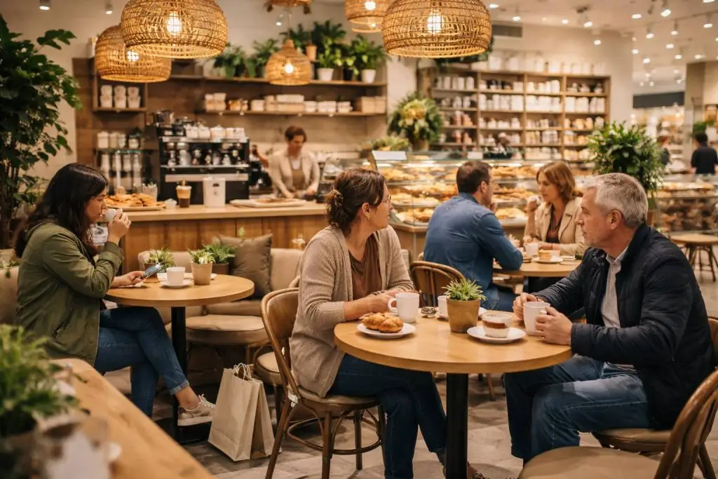 Gezellig caféhoekje in een Nederlands warenhuis