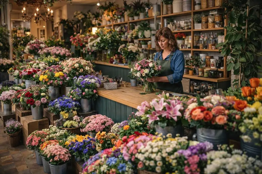 Harmonie en creativiteit in een bloemenwinkel