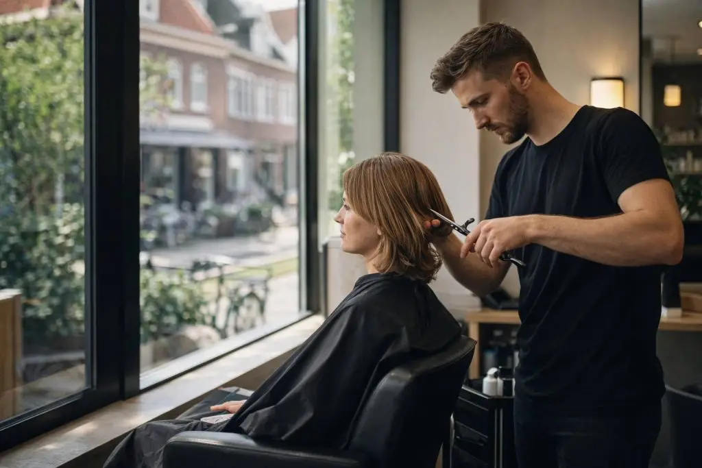 Knippen in een zonnige salon
