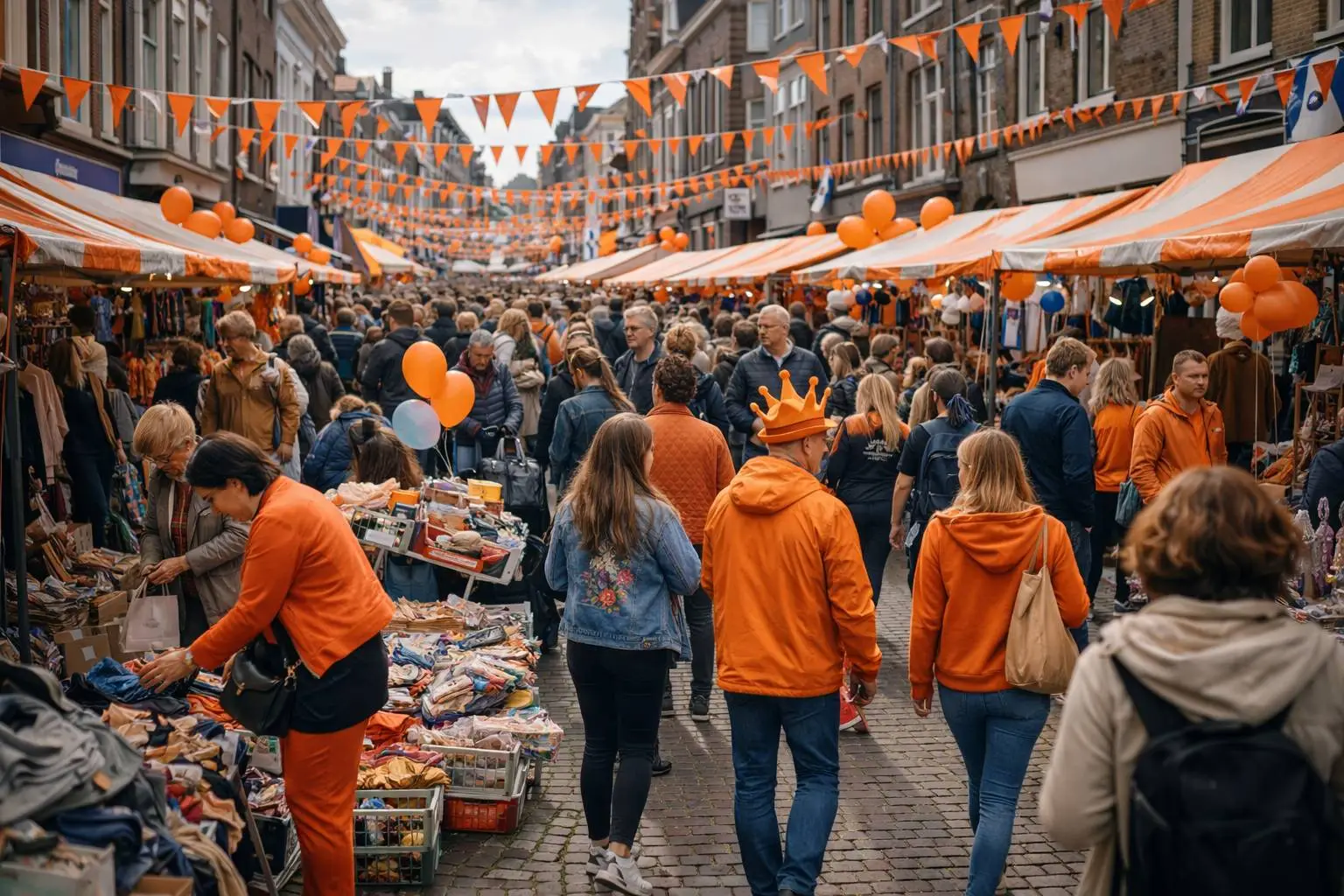 Koningsmarkt in fel oranje - Koningsdag openingstijden