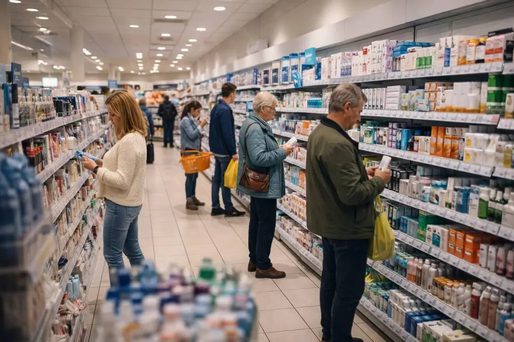 Kruidvat openingstijden - Klanten bekijken producten in de drogisterij