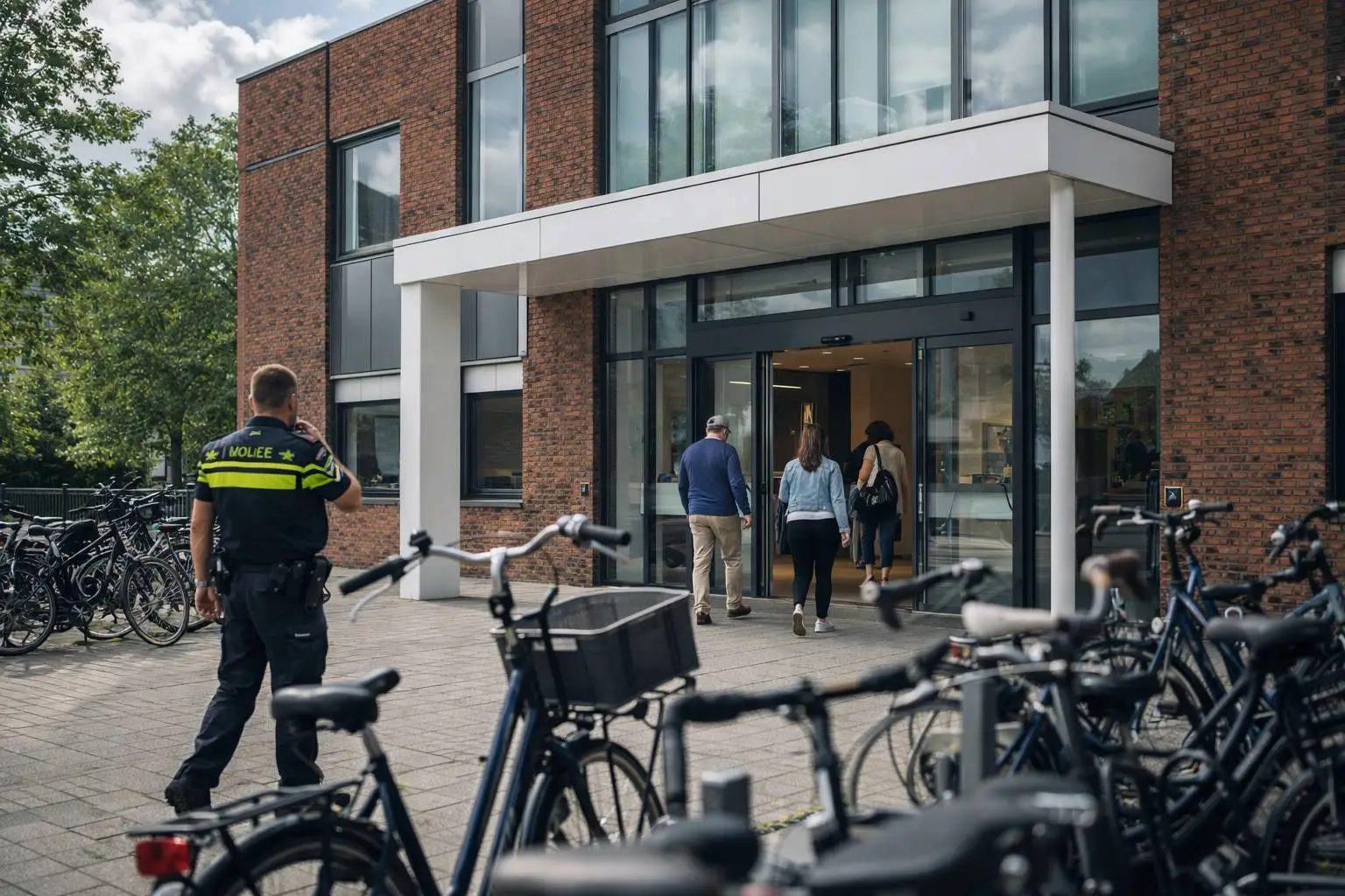Modern Hollands politiebureau en fietsen - Politie openingstijden