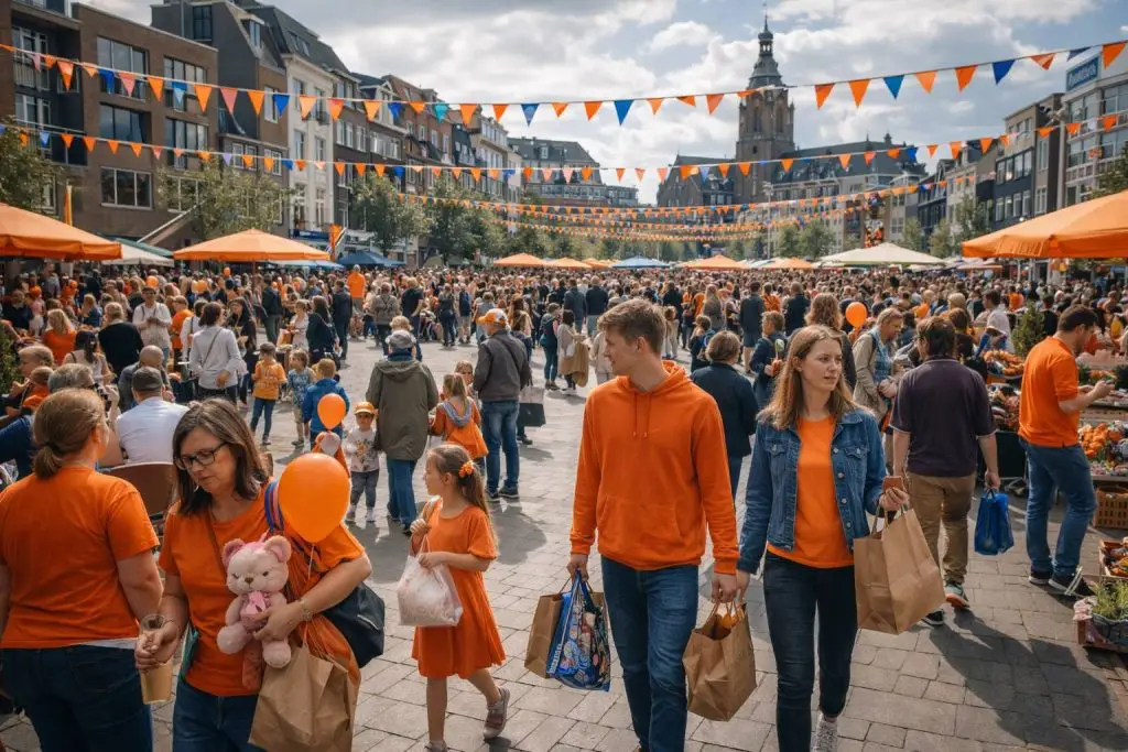 Nationale viering op een levendig plein