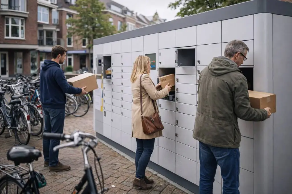 Pakketten ophalen bij een lockerstation
