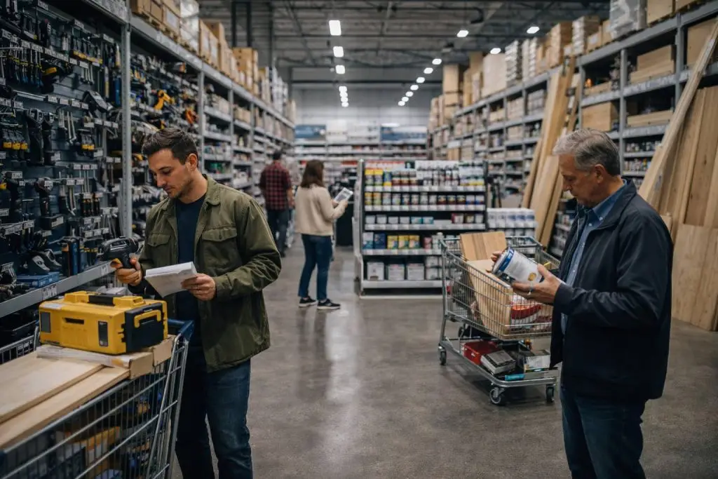 Praxis openingstijden - Drukke winkelervaring in een bouwmarkt