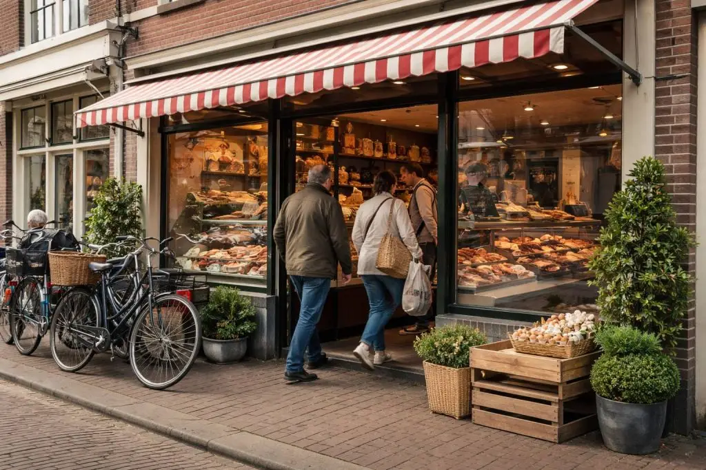 Traditionele slagerij in een Hollandse straat