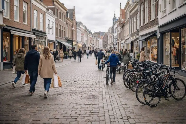Winkelstraat met kinderkopjes in Bergen op Zoom - Pinksteren openingstijden